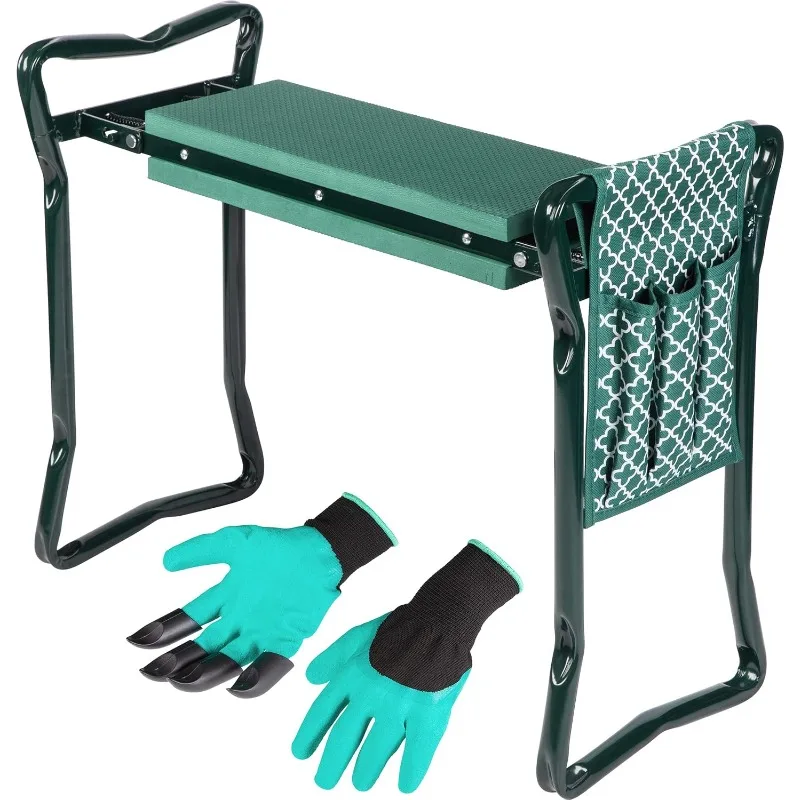 

Kneeler & Stool for Gardening, Foldable Garden Seat for Storage, Garden Kneelers for SeniorsBench Comes with Tool Pouch & Gloves