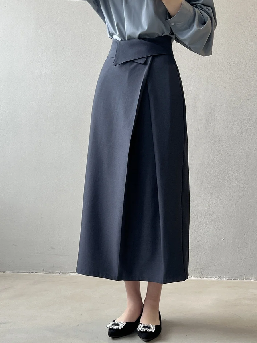 

Deconstructed High Waist A-Line Skirt for Women Korean Sle Commute Vintage f Skirt Ci Commute Polyester Fiber