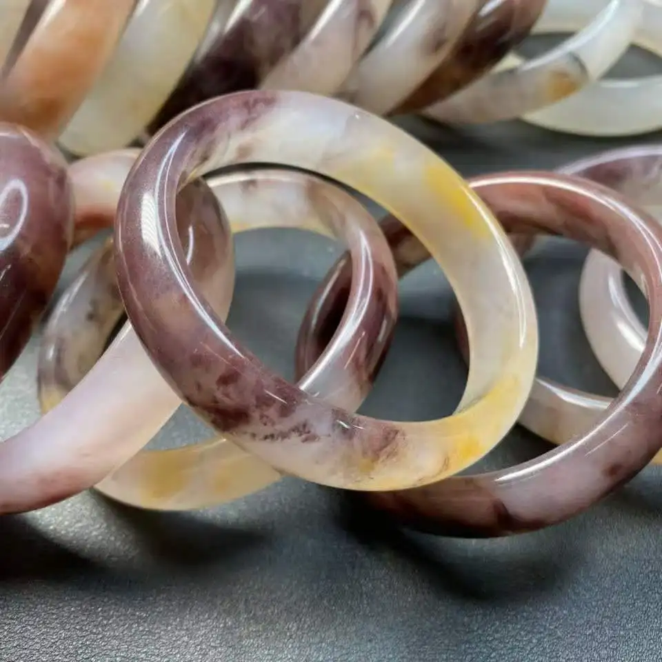 High Quality Natural Gold Silk Jade Bracelet Handcarved Ladies Real Jewelry