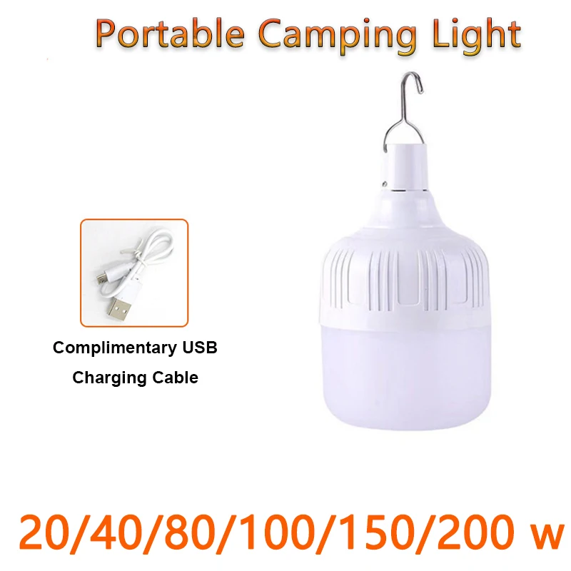 

Camping LED Light Outdoor Portable LED Bulb 7W 20W 40W 80W 100W USB Rechargeable Lanterns Lights With Hook Emergency LED Lamp
