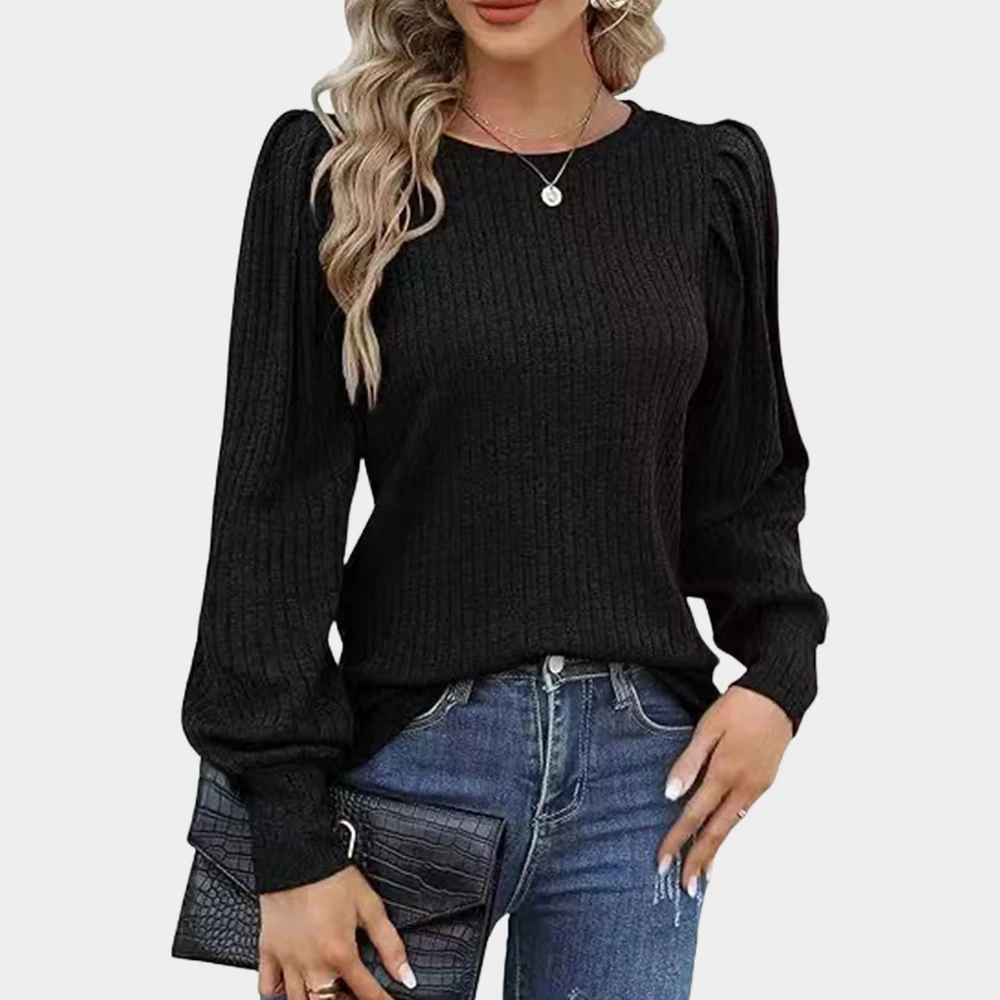 Women Casual Solid Round Neck Long Sleeve Pullover T-shirt Tops Plus Size Daily Basic Clothing