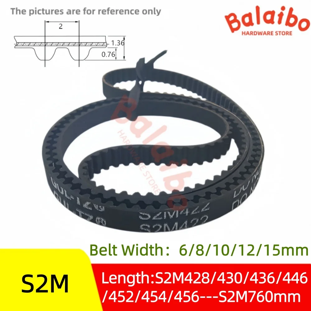 S2M timing belt perimeter S2M428/430/436/446/452/454/456/460/468--S2M760mm  Belt Width 6/8/10/12/15mm High torque rubber belt