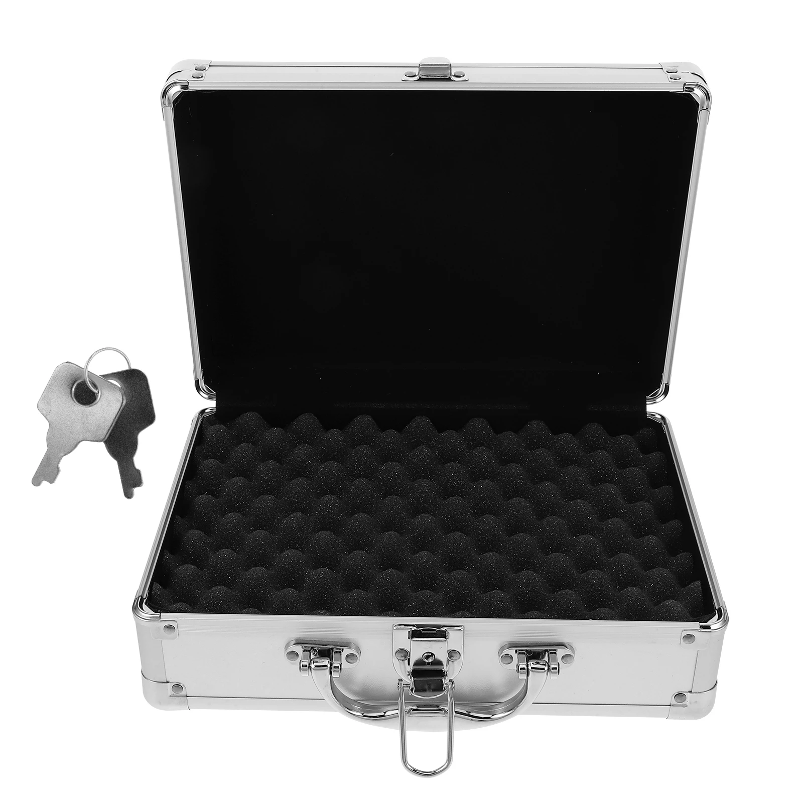 

Multifunctional Aluminum Alloy Storage Box Key Lock Portable Hard Shell Protective Case Handle For Tools Documents Microphones