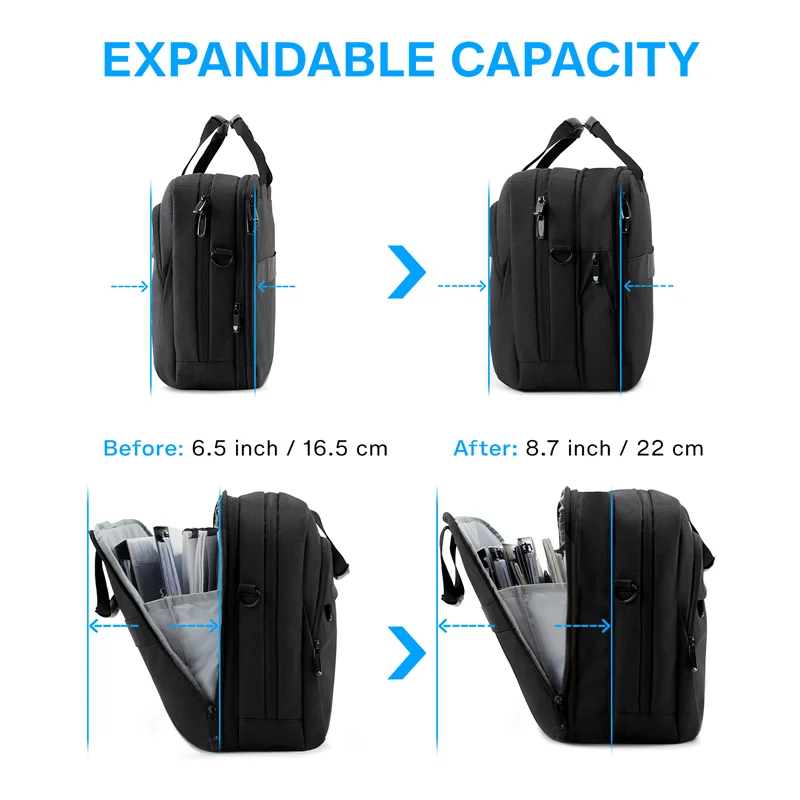 BAGSMART 17.3 Inch Expandable Laptop Bag Men Women Computer Bag Laptop Briefcase Laptop Shoulder Bag for Business Work Travel