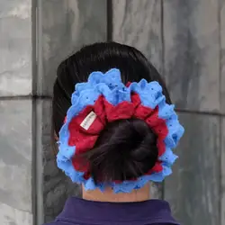 HANGZHI French Retro Red Blue Lace Flower Headband  Fashionable Elegant Hair ring INS Minimalist Hair Accessories for Women