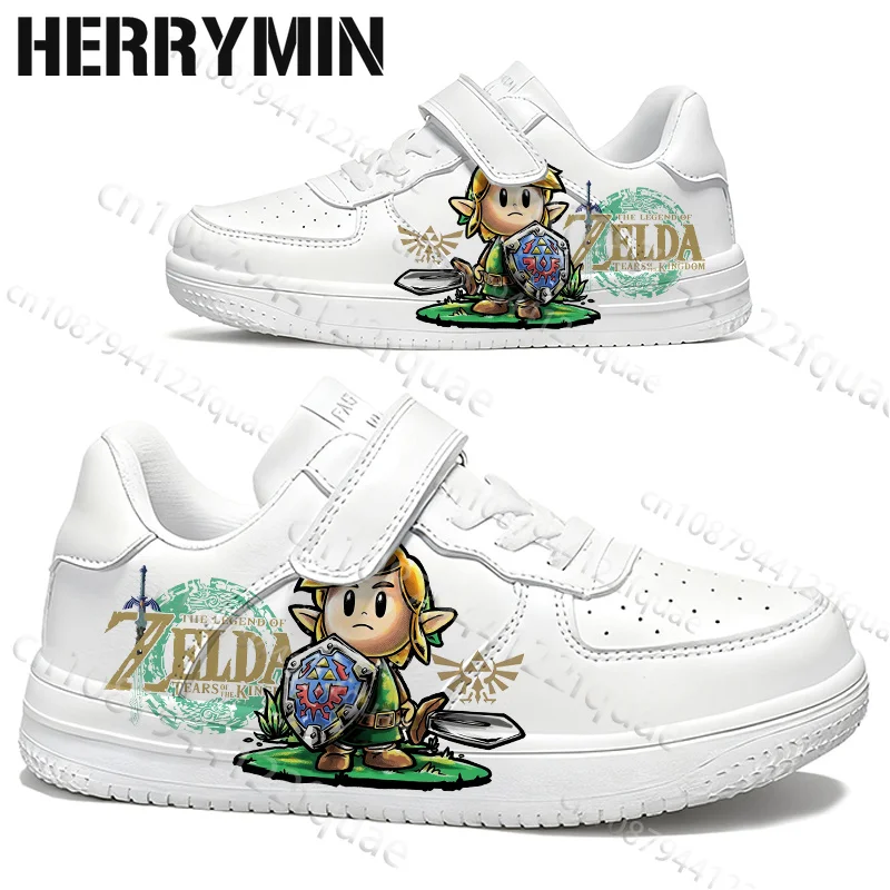 Zapatos para niños L-Legend of Zeldas, nuevo modelo con estampado, zapatillas de deporte blancas antideslizantes con cordones para niños y niñas, regalo de cumpleaños para niños de 7 a 18 años