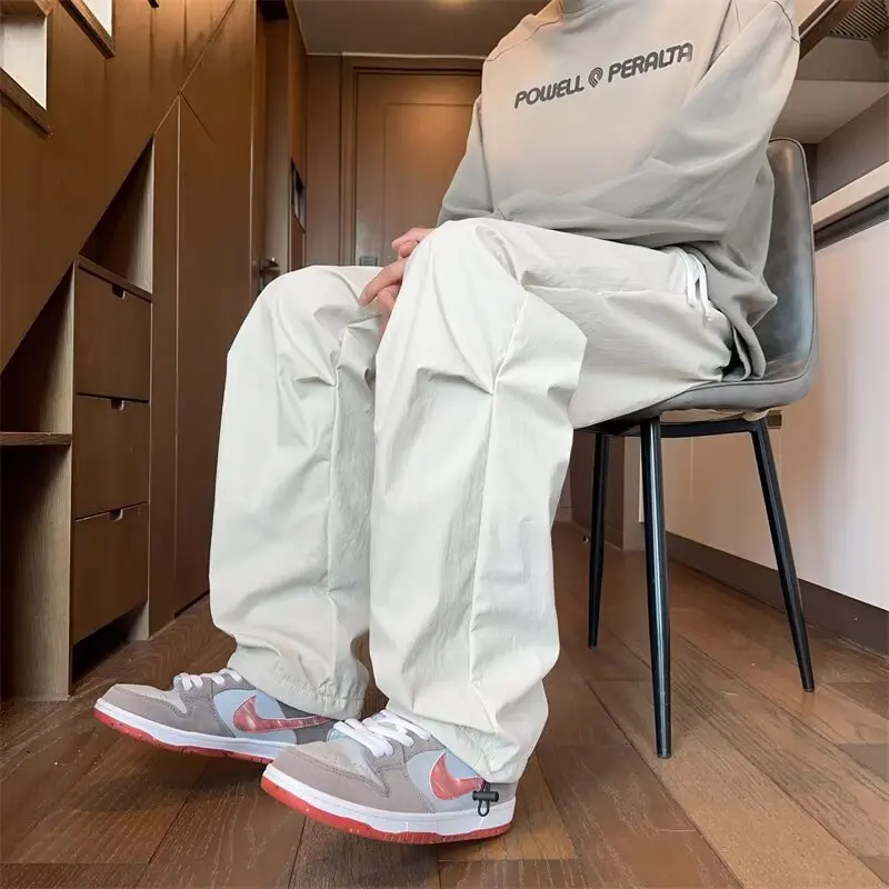 

Спецодежда повседневные мужские брюки, летний тонкий дизайн, висячие брюки прямого кроя, свободные широкие брюки, мужские брюки, штурмовые брюки,