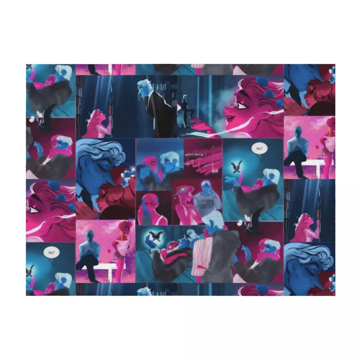 

Lore Olympus Persephone and Hades Collage Webtoon Art Throw Blanket Bed linens Sofas Single Blankets