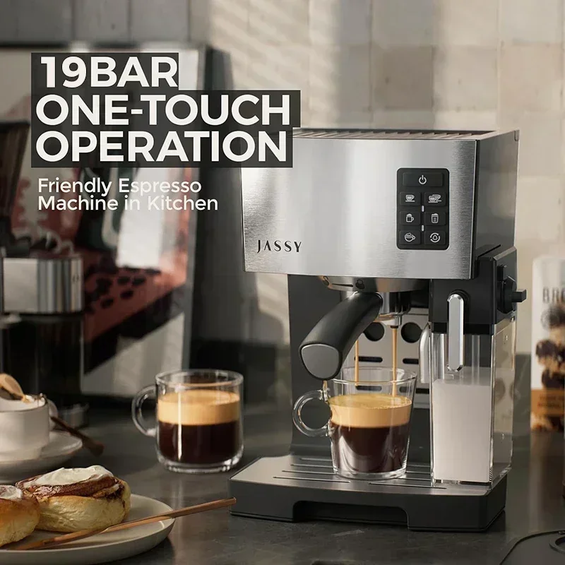 panic buying 19 Bar Coffee Machine Home Use Electric Frother Make Milk Foam Full Automatic Espresso Coffee Machine JS-100