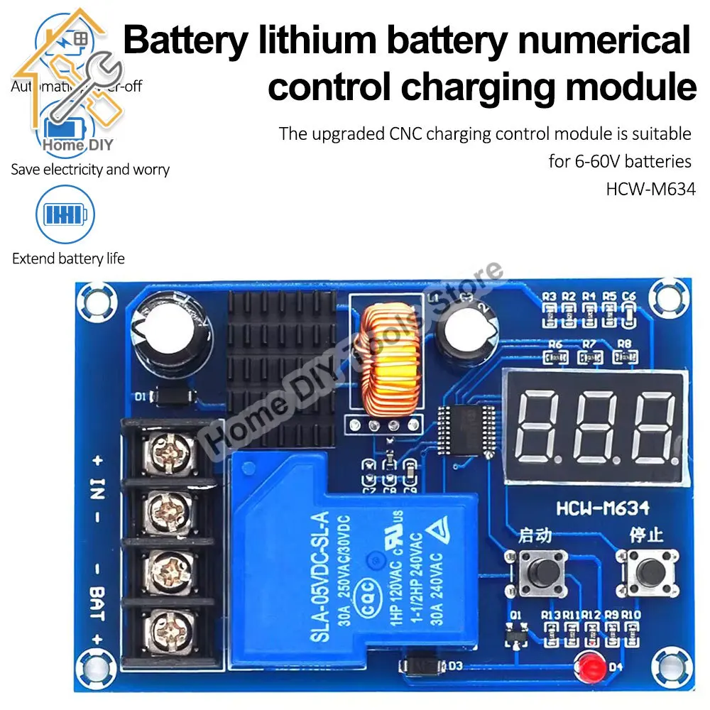 M634 Battery Charger Control Module LED Display DC 6-60V Storage Lithium Battery Charging Control Switch Protection Board