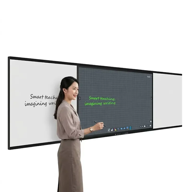 86 Inch Smart Nano Blackboard Lecture Classroom Interactive Whiteboard 3 In 1 Push Pull LED Magnetic Chalk Onlineclass