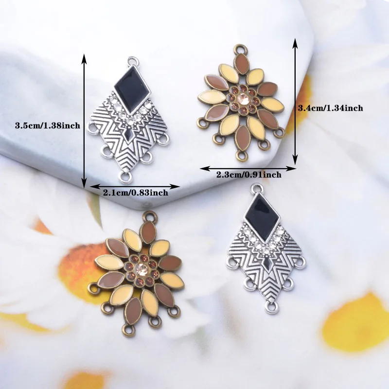 10 Stück Ohrring-Verbinder, 5-Loch-Geometrie-Verbinder, Anhänger aus Legierung, goldene Blume, DIY-Schmuckdekoration – Detail 2