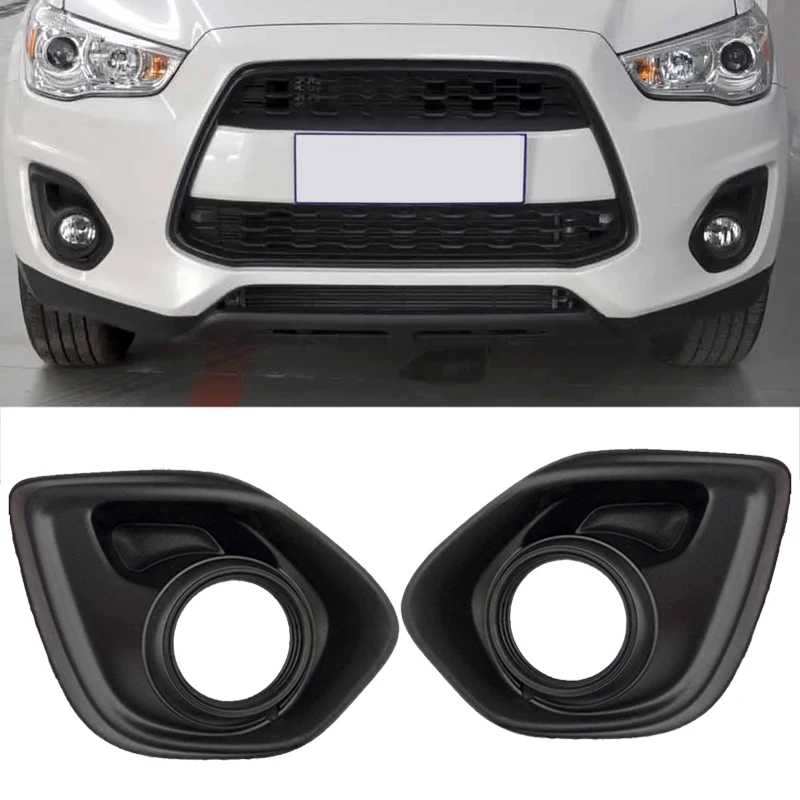 8321A516 1 Pair Front Fog Light Bezel Cover Trim 8321A517 Fit for Mitsubishi Outlander Sport RVR Black Plastic