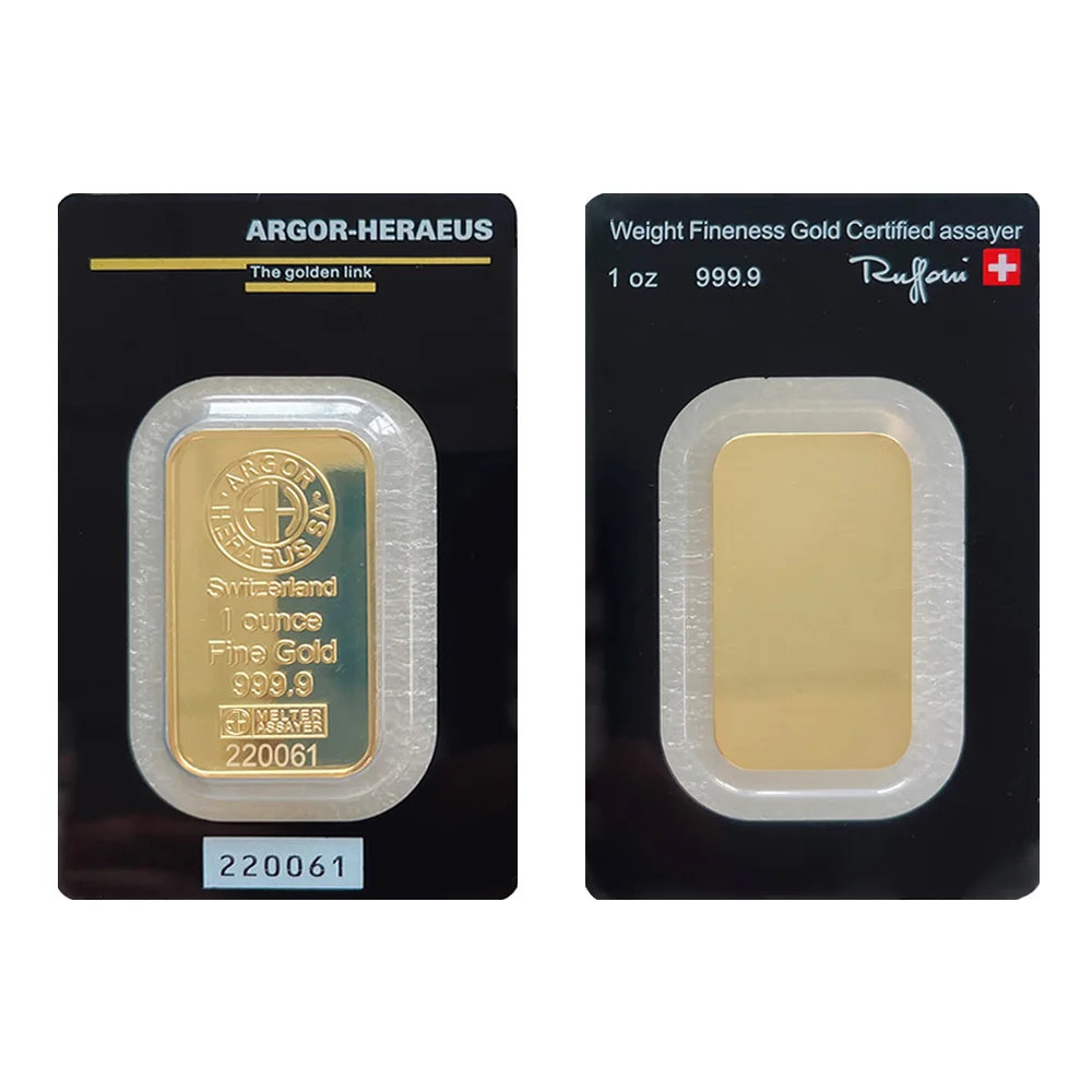 Koperen staaf 1g/2,5g/10g/20g/1oz/50g Niet-magnetisch Zwitsers verguld staafje met uniek serienummer Cadeau Munt Ambachten Souvenir