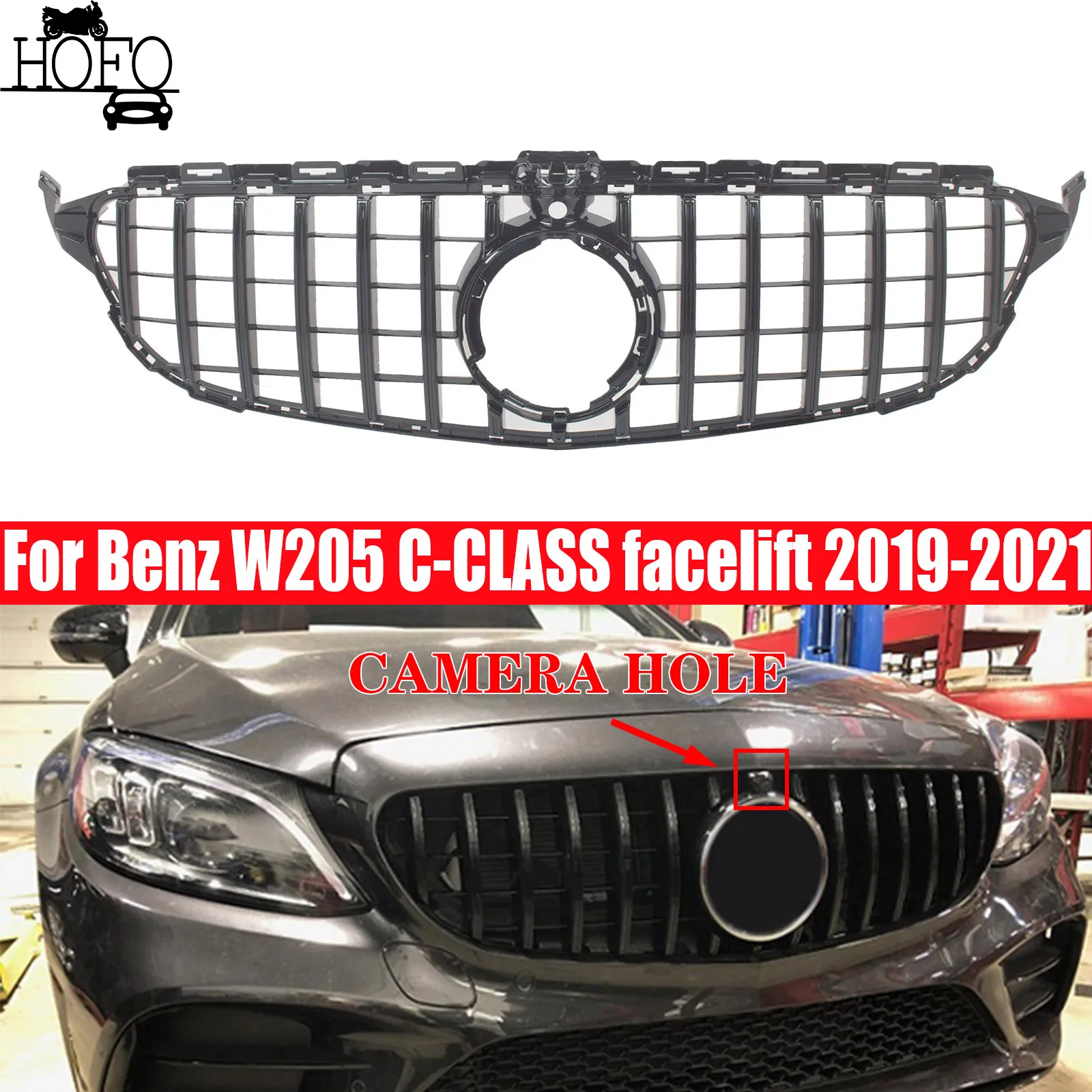 

For Benz W205 C-CLASS facelift 2019-2021 Front Grille Bumper Grill Grid Accessory Tuning Body Kit