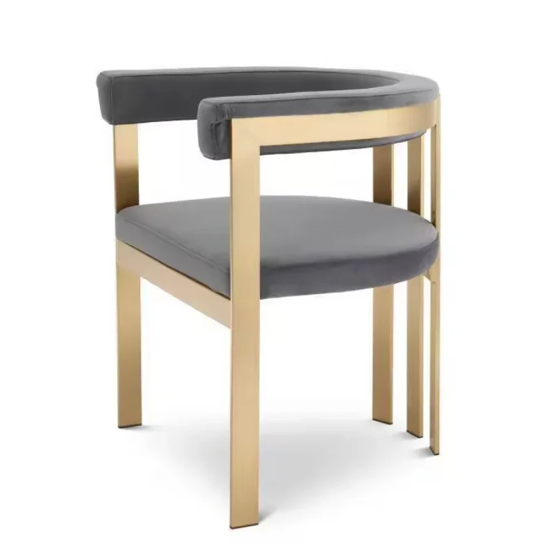 Light luxury stainless steel titanium-plated dining chair, hotel model room leisure negotiation armchair