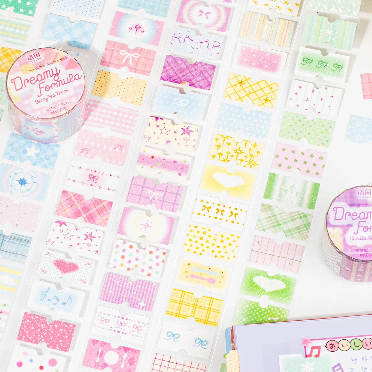 JIAMEI 30mm * 2m Dream Formula Series Kawaii Flash Sand Die Cutting Tape Decor Journal Supplies Aesthetics Stationery - view 3