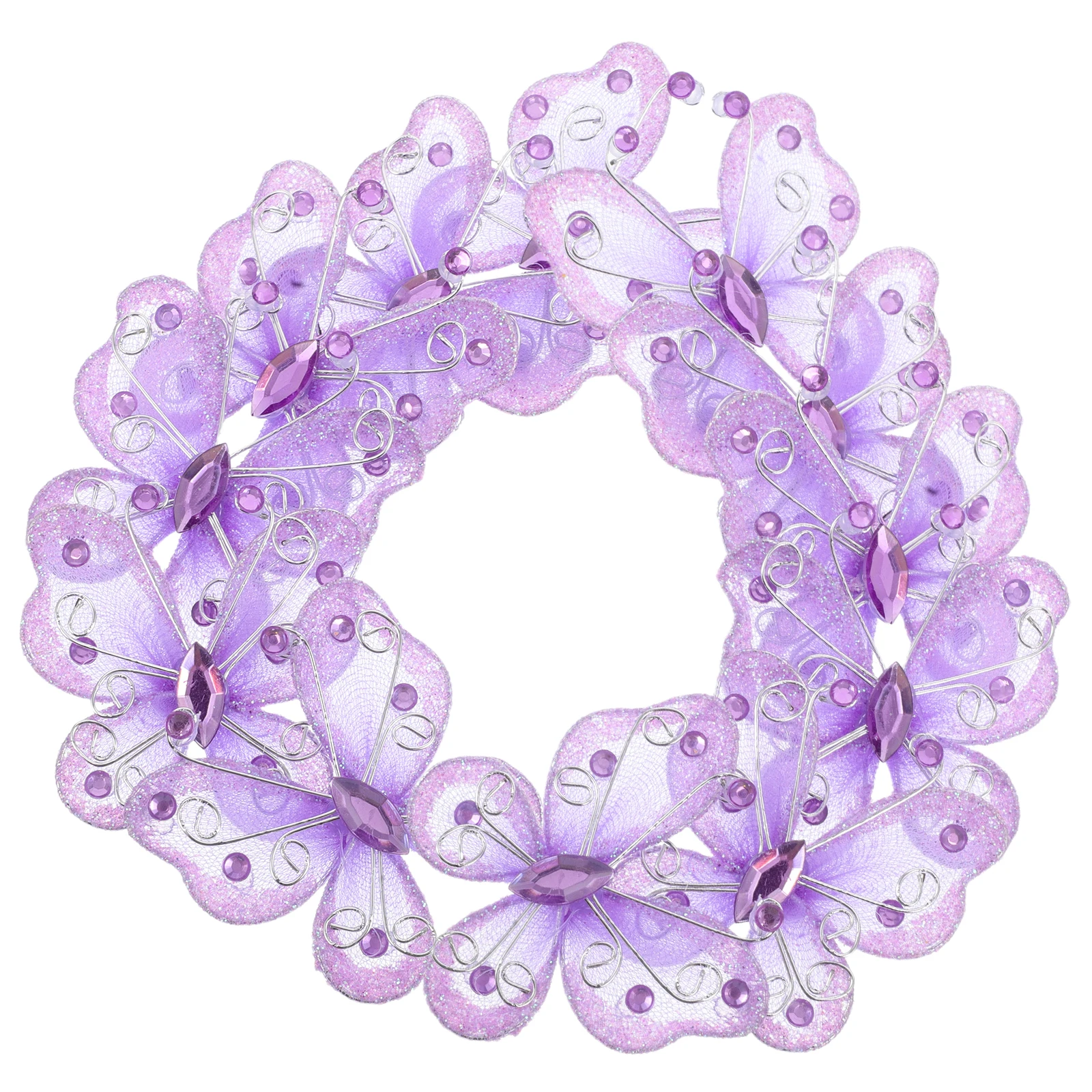 

24pcs Decorative Butterflies Lavender Mesh Wire Glitter Organza Appliques Hanging Party Craft Embellishments DIY Accessories