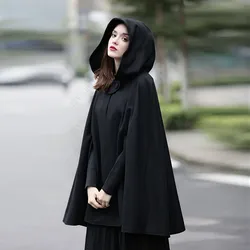 Red Cloak Women Outwear Hooded Coat Thin Vintage Gothic Medieval Cape Poncho Casual Maxi Long Cardigan for Spring Autumn