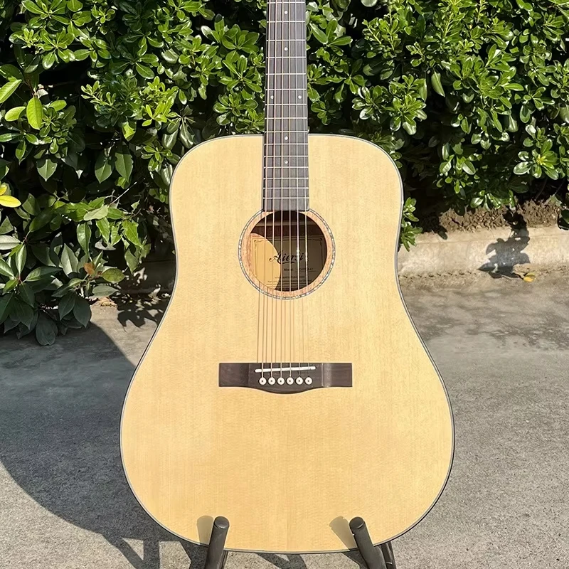 

Hot Sale High Quality 41 Inch Dreadnought Solid Sitka Spruce Top Acoustic Guitar Glossy Folk String Instrument