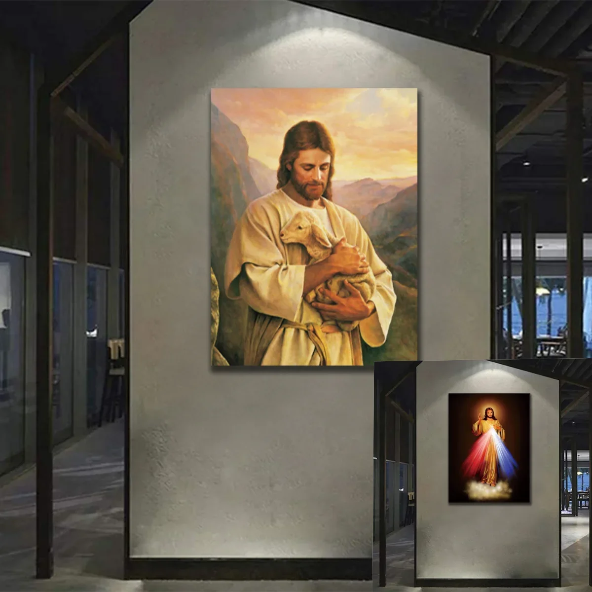 Jesus Christ And The Lost Lamb Divine Mercy Images Love Wall Art For Livingroom Decor