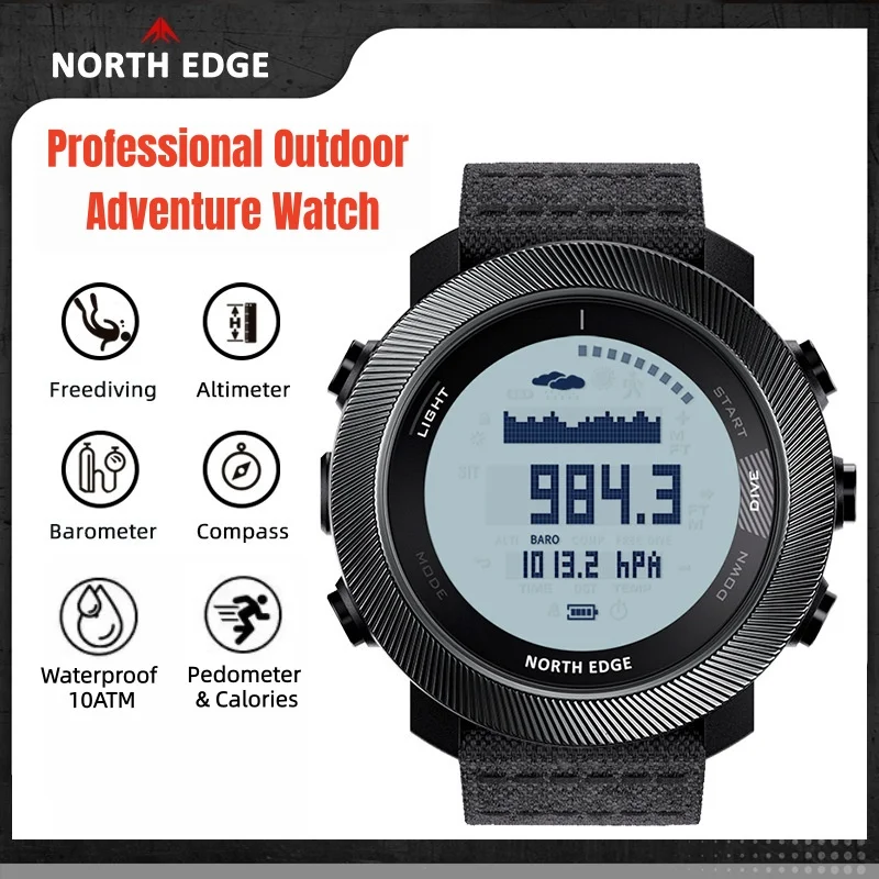 NORTH EDGE Men Smart Watch Free Dive Digital Watch Professional Outdoor Sport Altitude Compass Pedometer Waterproof 100M