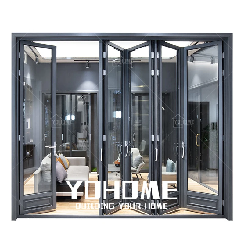 China Professional Manufacturer Balcony Accordion Folding Door Folding Patio Sliding Door Aluminum Glass Door