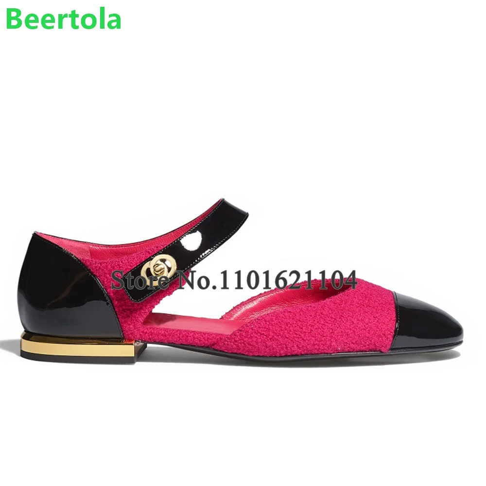 Flat With Mixed Colors Round Toe Shoes For Female Women Elegant Simple Luxury Design Ankle Strap Shallow All-match Girl\'s Shoes