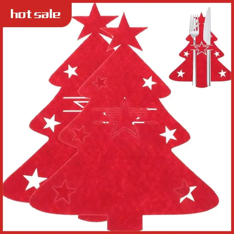 

A52I-100PCS Organizer Table Decor Knife And Fork Holder Cutlery Bag Christmaselk Xmas Tree Pocket
