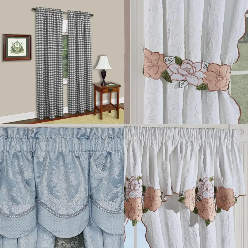 Pannelli per tende da finestra da cucina, 84 pollici, bianco e nero, set da 24, trattamento per la collezione Home Sweet