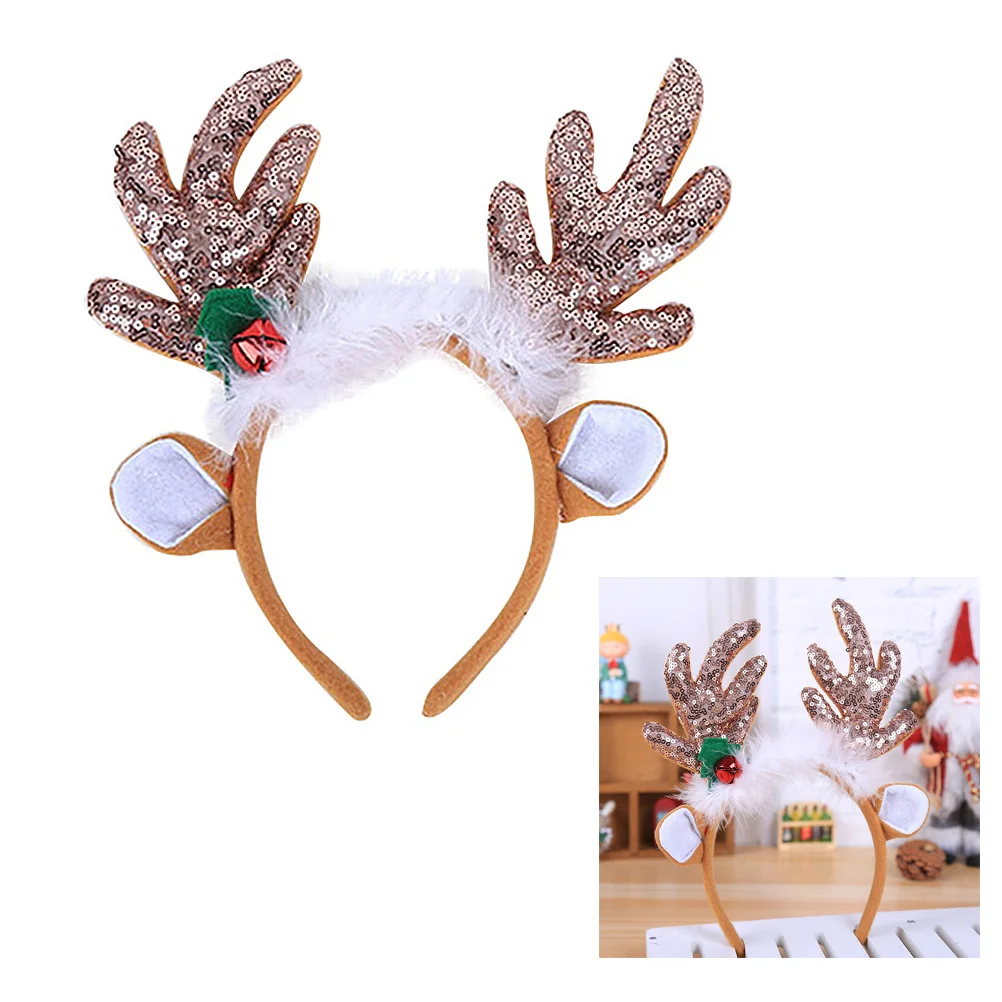 

Creative Antler Headdress Sequins Party Hair Accessory Coffee Color Fits Most Children Adults Lightweight Safe Comfortable