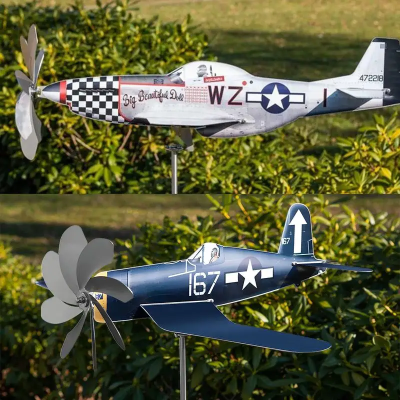 

Aircraft Wind Spinner Wind Sculpture Aircraft Windmill Decoration Stainless Steel Wind Catchers Weatherproof Wind Powered Garden