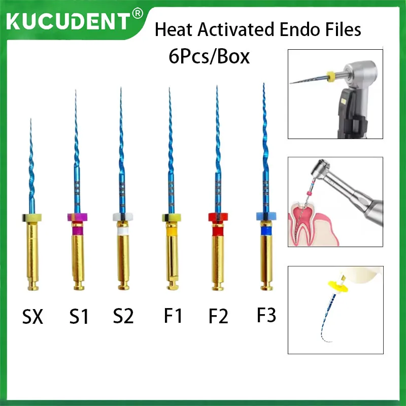 

6Pcs/Box SX-F3 Dental Blue Files Heat Activated Niti Canal Root Files Endodontic Treatment Rotary File Can Bendable 21mm/25mm
