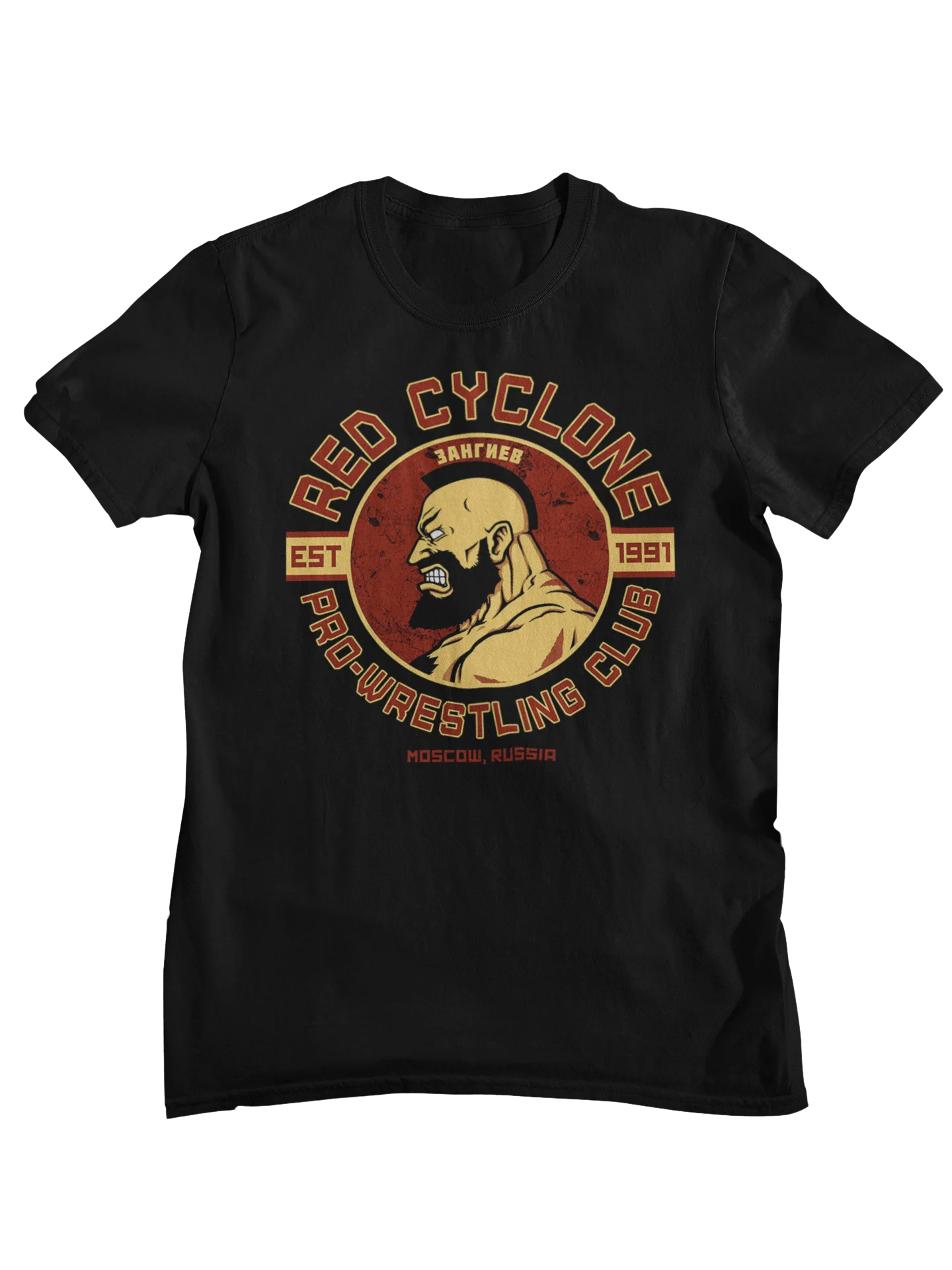 Camiseta gráfica Street Fighter Zangief Red Cyclone Pro-Wrestling Club, camiseta Retro de algodón con diseño de juego Capcom para fanáticos de SF