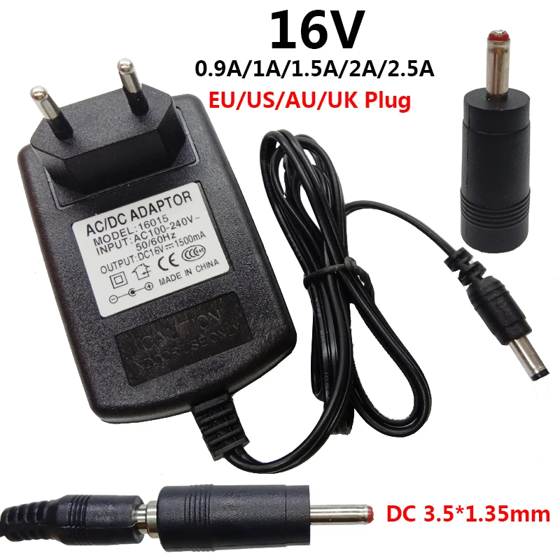 16v Power Supply 3.5x1.35mm Universal AC/DC Adaptor Power Adapter 16 Volt 3.5mm 0.9A 1A 1.5A 2A 16v 2.5A 2500mA 5.5*2.5mm