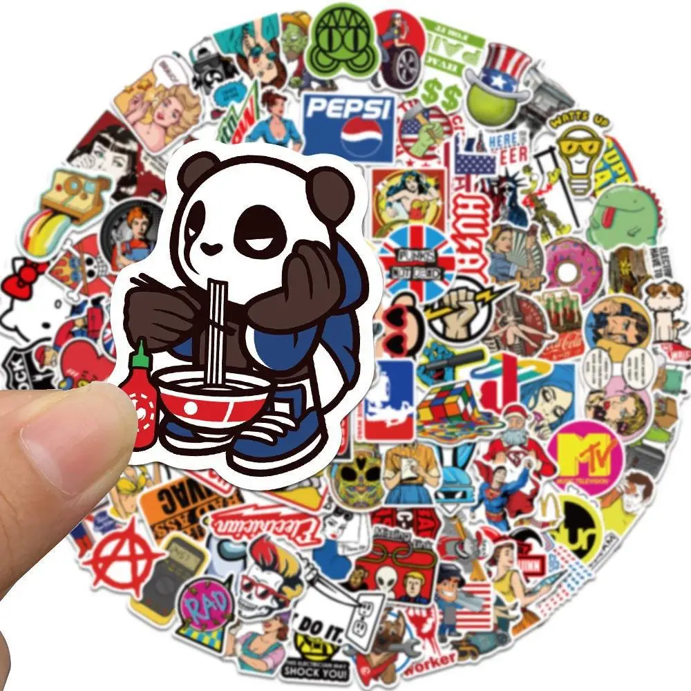 50/100Pcs Fashion Cool Brand Logo Stickers Aesthetic Phone Car Laptop Motorcycle Helmet Skateboard Decal Classic Sticker Toys