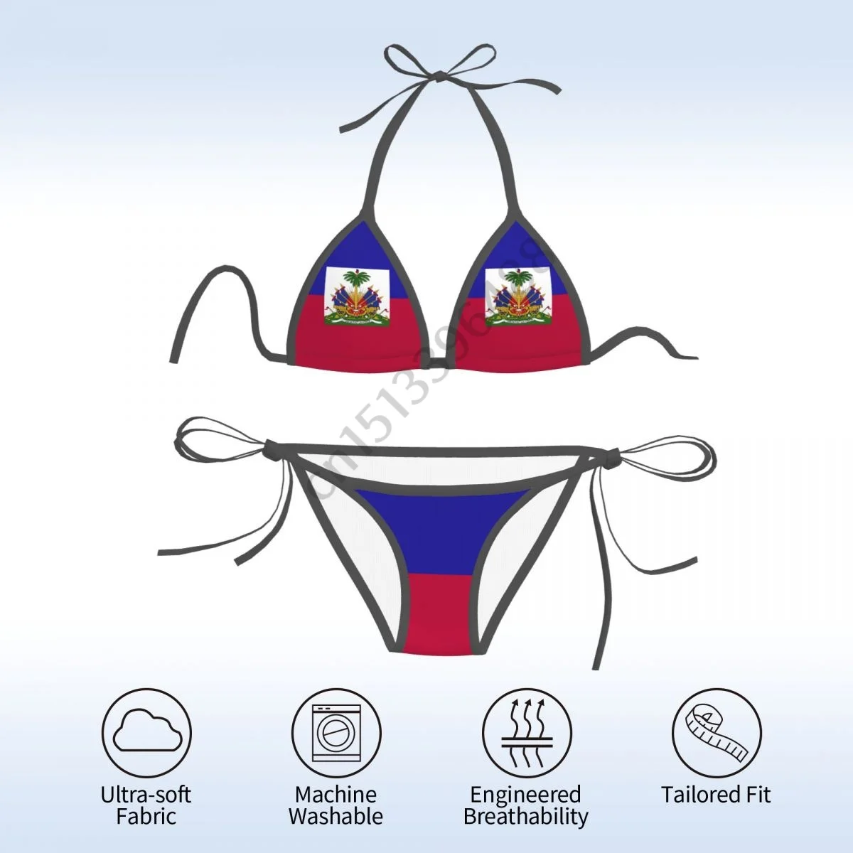 Bendera Haiti Bikini Cetak 3D Mujer Pakaian Renang Wanita Baju Renang Pakaian Renang Set Bikini Mikro Musim Panas Pakaian Pantai Pakaian Mandi