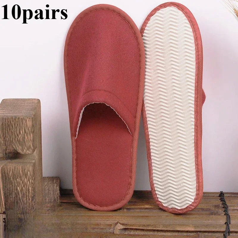 10 Paar Einweg-Hausschuhe für Hotels, Spas und Gästehäuser, leichte, atmungsaktive Hausschuhe für Zuhause, Partys, Reisen, Damenschuhe. – Detail 1