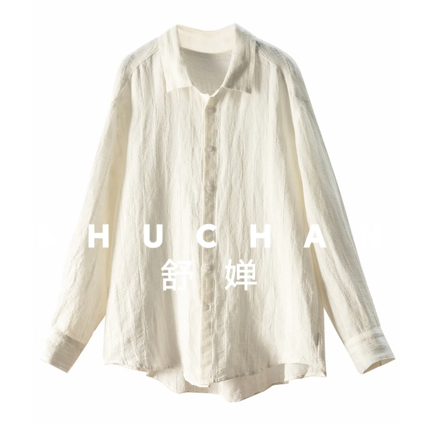 Loose Shirt Casual Old Money, French Yarn-dyed Linen Texture Vertical Stripe Loose Long-sleeved Shirt H97F8