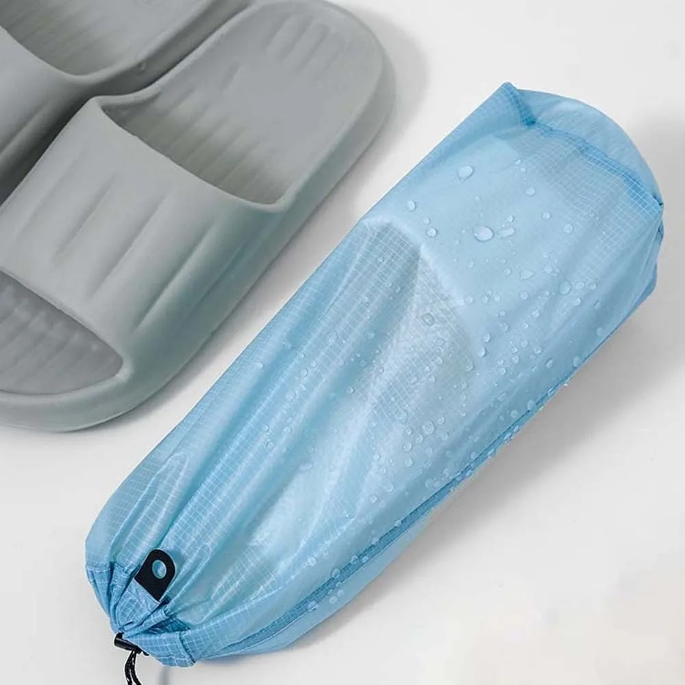 Silicon Coated Nylon Slippers Storage Bag Solid Color Dust-proof Drawstring Shoes Bag Bundle Pocket Waterproof