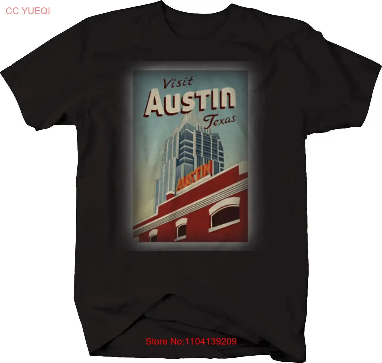 Visit Austin Texas Travel Retro Vintage Post Card City Pride T Shirt long sleeves