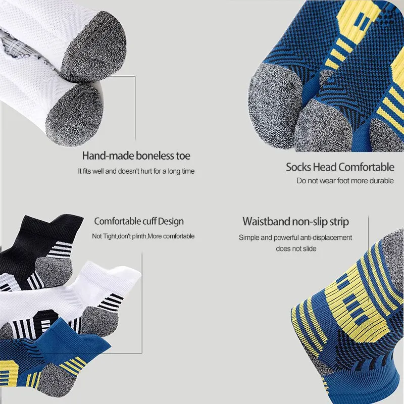 5Pairs/Lot Men\'s Sport Socks Breathable Outdoor Running Basketball Socks Cotton Training Short Tube Socks For Men