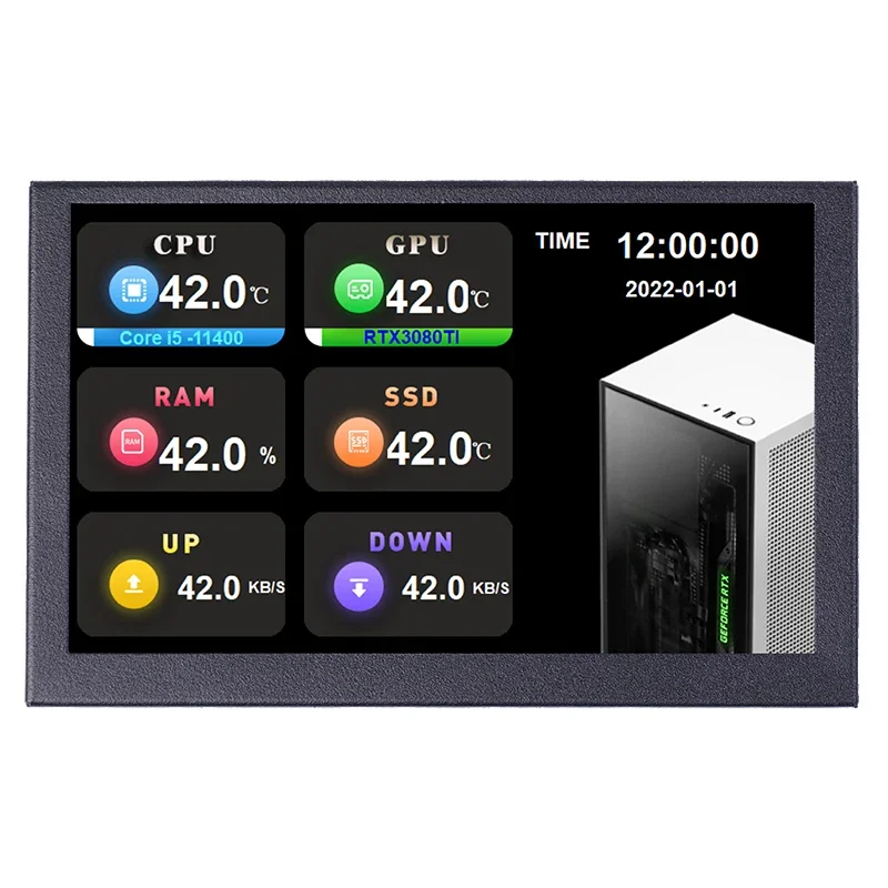 5 Cal ekranu IPS typu C Monitor LCD do komputera wyświetlania dynamicznego wyświetlacza USB ekran obsługujący pionowego swobodnie AIDA64