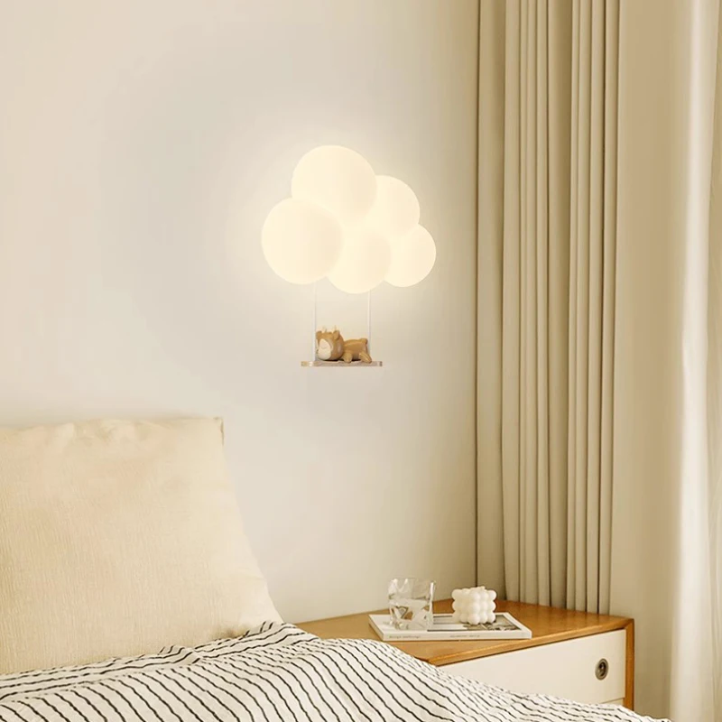 Minimalist Children\'s Room Wall Lamps Cute Monkey Rabbit Cloud Lamp LED Warm Princess Room Boy Girl Bedroom Bedside Wall Lights