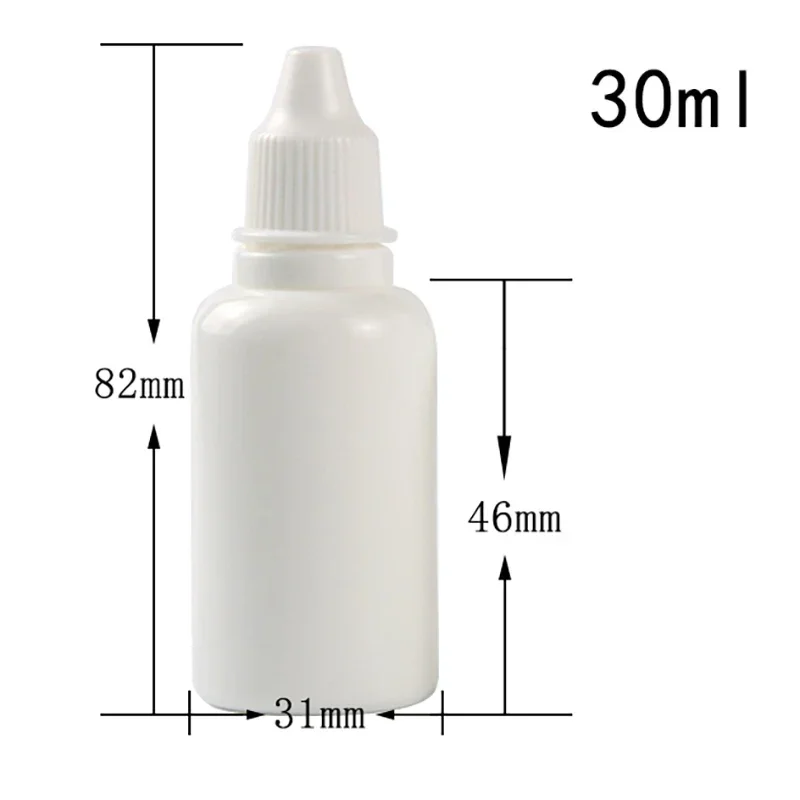 5 ml, 10 ml, 15 ml, 20 ml, 30 ml, leere weiße Kunststoff-Tropfenwasserflasche, Tropfbehälter für ätherische Öle