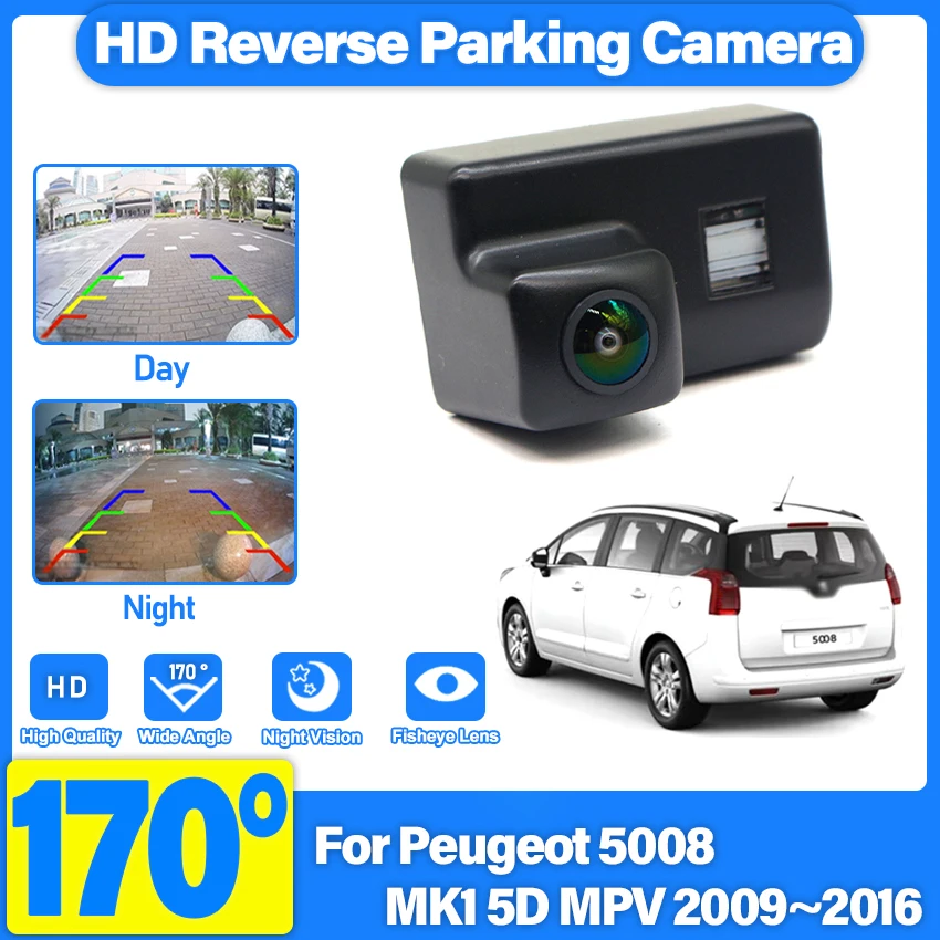 Image of Auto Rückansicht Kamera Für Peugeot 5008 MK1 5D MPV 2009 ~ 2016 Fisheye CCD Backup Kamera Nachtsicht Kennzeichen kamera Reverse