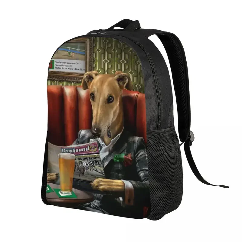 Mochilas personalizadas do retrato do cão do galgo para mulheres e homens, Schoolbag para a faculdade e a escola, Whippet, Sighthound Lover Bags, Fashion Bookbag