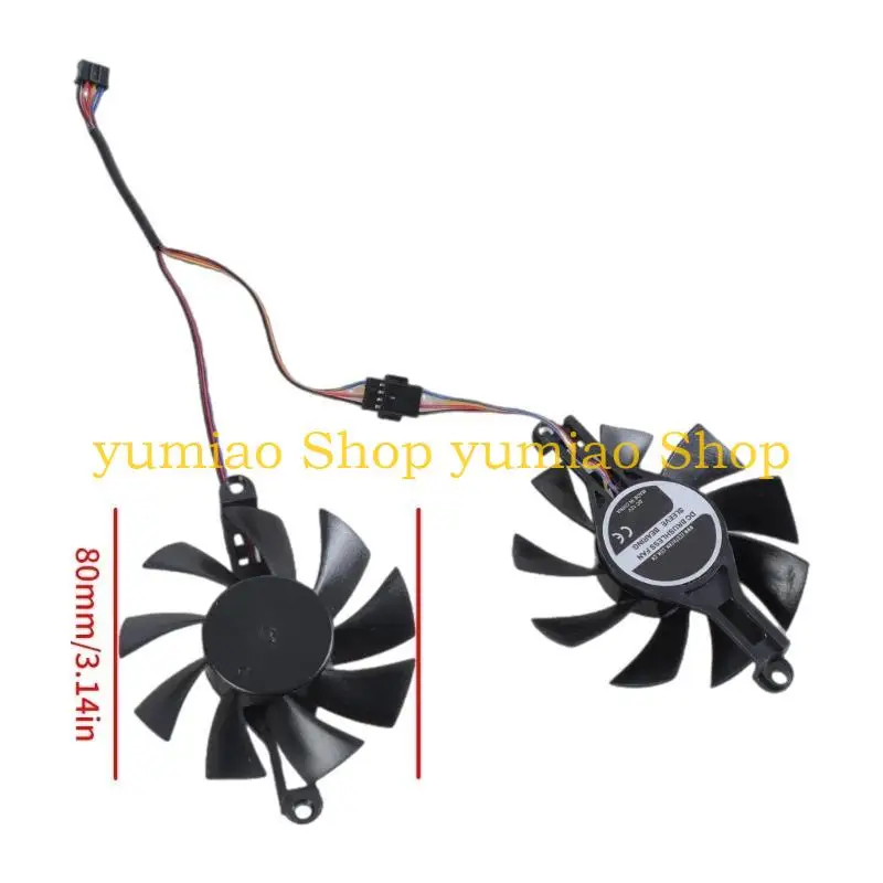 587b 80mm 4pin Video Card Cooling Fan untuk RX580 2048 Graphics Card Coolers Fan