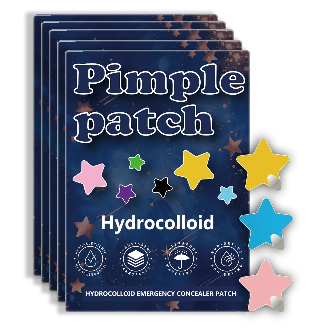 280 قطعة من رقع حب الشباب متعددة الألوان على شكل نجمة، رقع حب الشباب للوجه، رقع حب الشباب المخفية، ورقع البثور، رقيقة جدًا