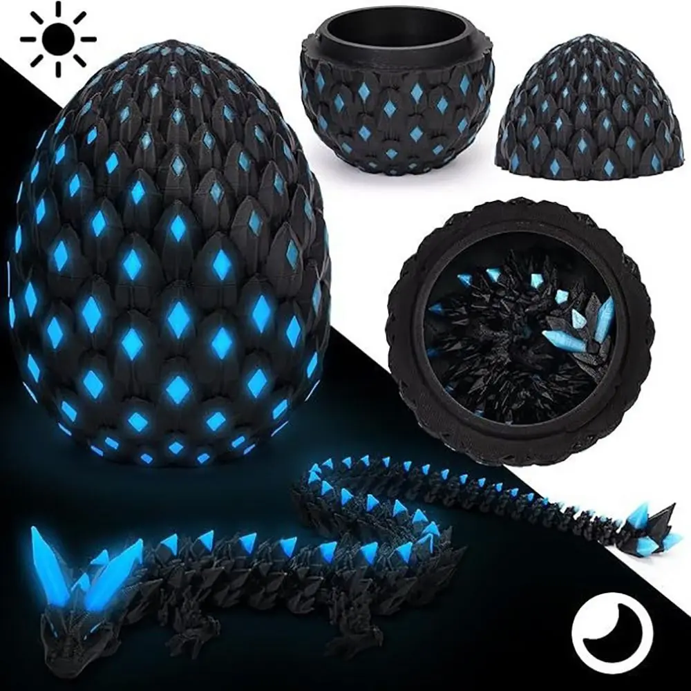 

Multi-joint Movable 3D Printed Crystal Dragon Crystal Design Matching Egg Set Articulated Dragon Flexible Display